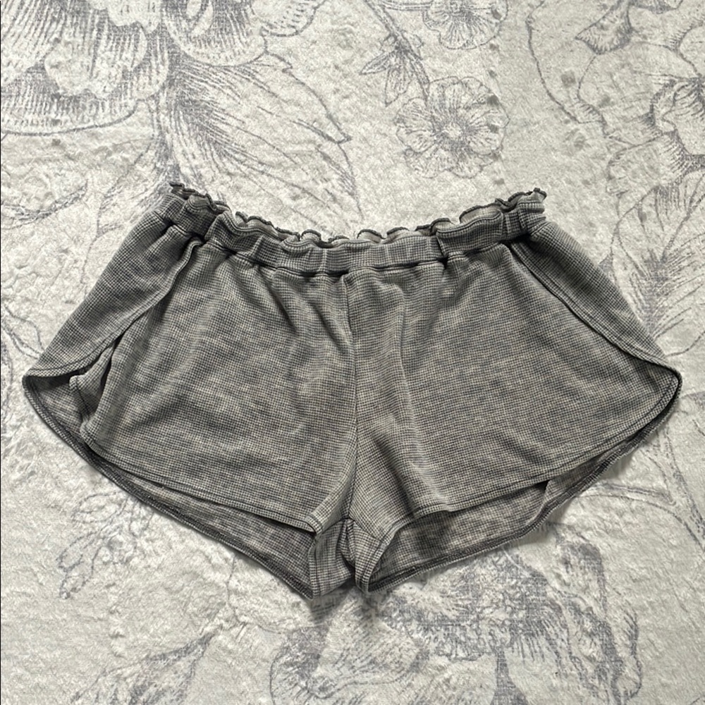 Roxy Gray Ruffle Shorts with Elastic Waistband- Small